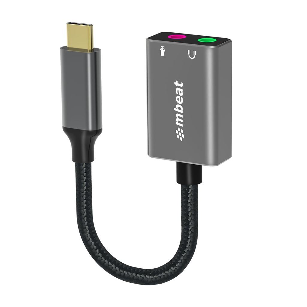 [9346396003234] mbeat Elite USB-C to 3.5mm Audio and Microphone Adapter -  Adds Headphone Audio and Microphone Jack to USB-C Computer, Tablet Smartphone Devices