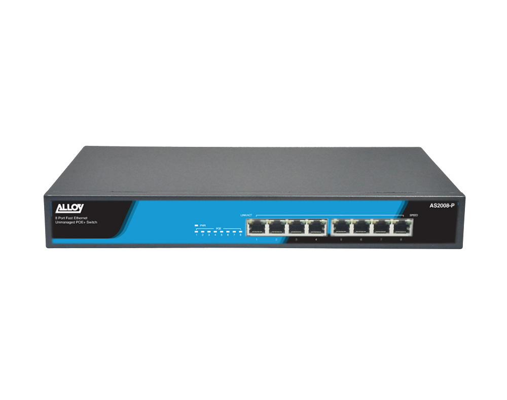[NHA-AS2008-P] Alloy AS2008-P  8 Port Unmanaged Fast Ethernet 802.3at PoE Switch, 150 Watts