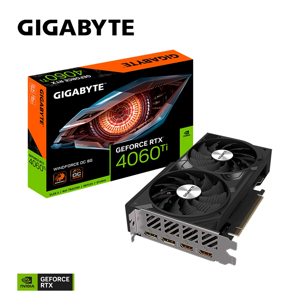 [4719331313739] Gigabyte nVidia GeForce RTX 4060 Ti WINDFORCE OC 8G GDDR6 Video Card, PCI-E 4.0, 2535MHz Core Clock, 2x DP 1.4a, 2x HDMI 2.1a
