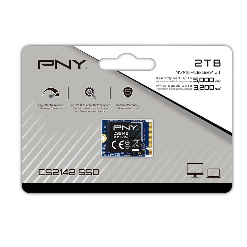 [4718006456221] PNY CS2142 2TB PCIe M.2 2230 NVMe Gen4x4 SSD 5,000MB/s 3200MB/s  5yrs