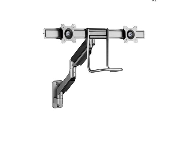 6956745174497 Brateck Fabulous Wall Mounted  Gas Spring Dual Monitor Arm 17"-32",Weight Capacity (per screen)9kg(Black) (LS)