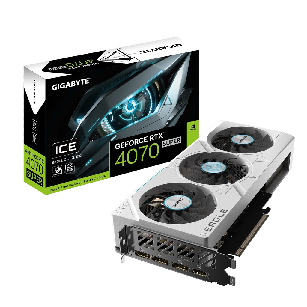 [4719331354329] Gigabyte nVidia GeForce RTX 4070 Super EAGLE OC ICE 12GD GDDR6X Video Card, PCI-E 4.0,7168 CUDA Cores, RGB Fusion 3x DP 1.4a, 1x HDMI 2.1a