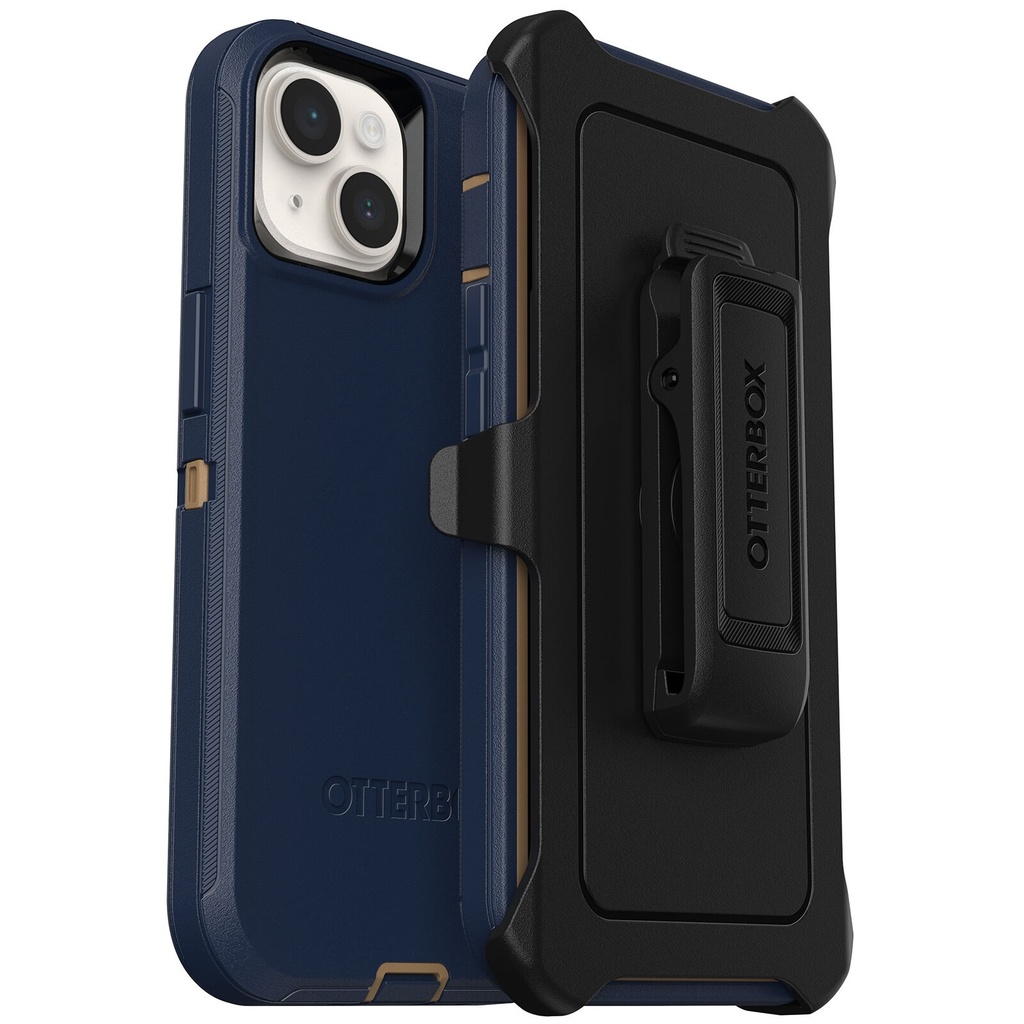 840262379816 OtterBox Defender Apple iPhone 14 Plus Case Blue Suede Shoes - (77-88367), DROP+ 4X Military Standard, Included Holster, Rugged, 7 Years Warranty