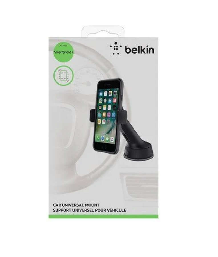 745883684694 Belkin Car Universal Mount - Black (F8M978BT), Compatible up to 6" Devices, Securely Attaches to Dash / Windscreen, Multiple Viewing Options