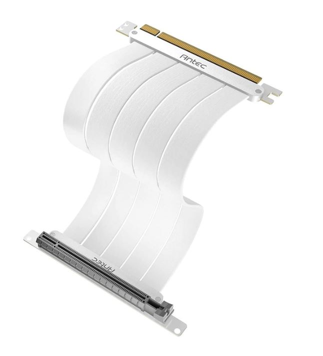 761345777544 Antec PCIE-4.0 Riser Cable (200mm) White, Up to RTX4090 / 7900XT. High End Gold Plated and Shielded six Layer PCB. FPS lossless output Stability (LS)