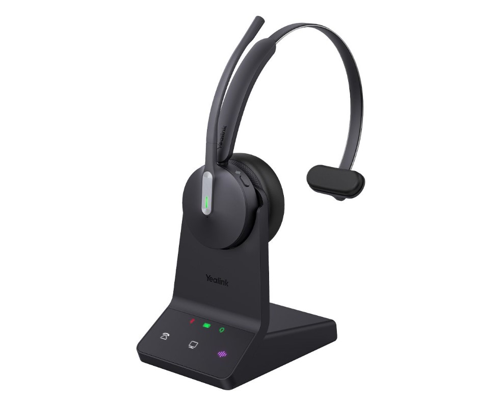 [6938818319608] Yealink WH64 Mono Teams DECT Wireless Headset, DECT  Bluetooth Wireless Technology, 3-Mic Noise Cancellation, Charging Stands, Carrying Bag