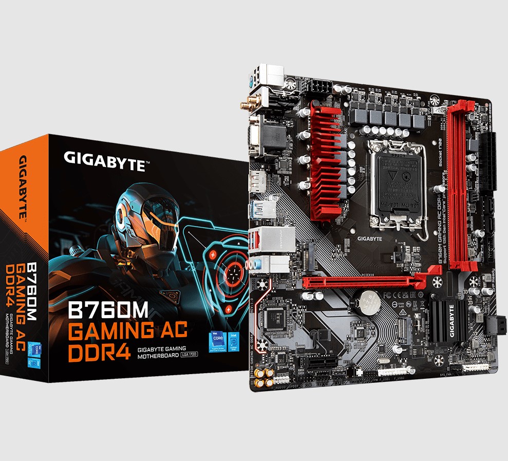 [4719331851477] Gigabyte B760M GAMING AC DDR4  Intel LGA 1700 ATX Motherboard, 2x DDR4 ~64GB, PCI-E x16, M.2, 4x SATA,  5x USB 3.2, 2x USB 2.0