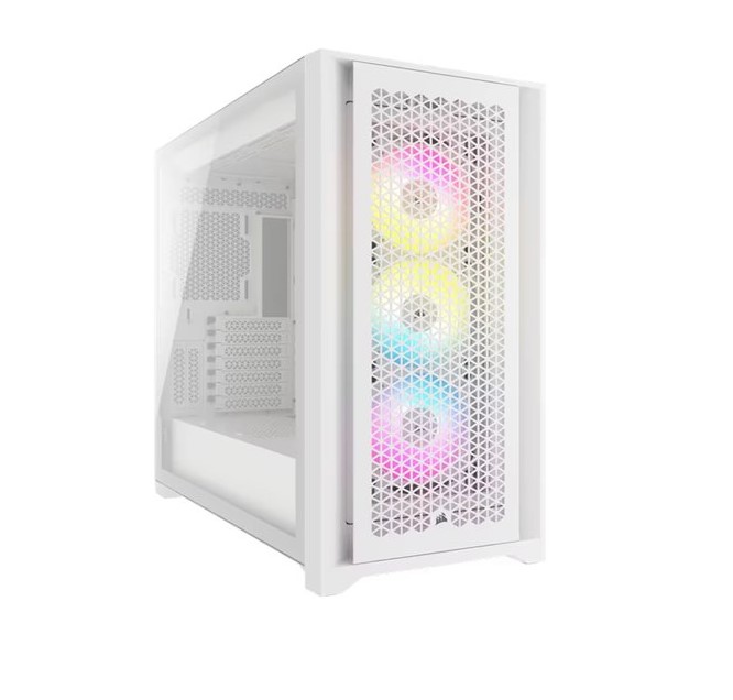840006694366 Corsair iCUE 5000D RGB High Airflow, 3x AF120 RGB Elite Fan, Lighting Node Pro Controller, Tempered Glass Mid-Tower, White Gaming Case