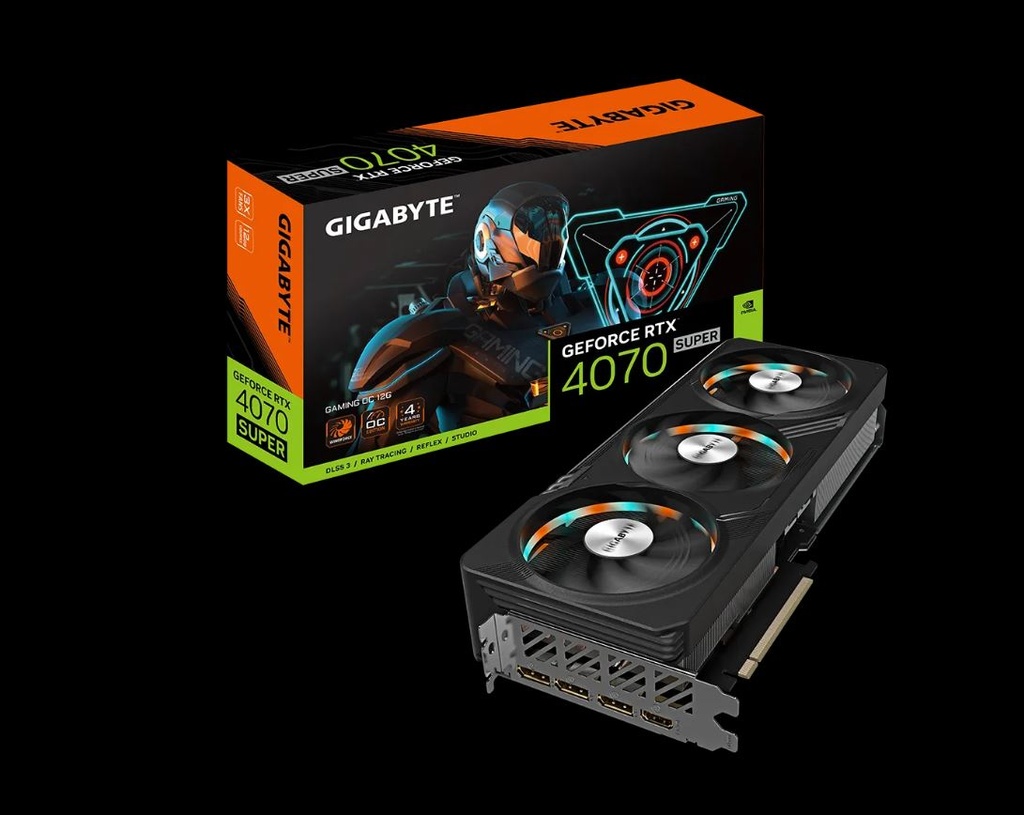 4719331354152 Gigabyte nVidia GeForce RTX 4070 Super GAMING OC 12GD GDDR6X Video Card, PCI-E 4.0,7168 CUDA Cores, RGB Fusion 3x DP 1.4a, 1x HDMI 2.1a