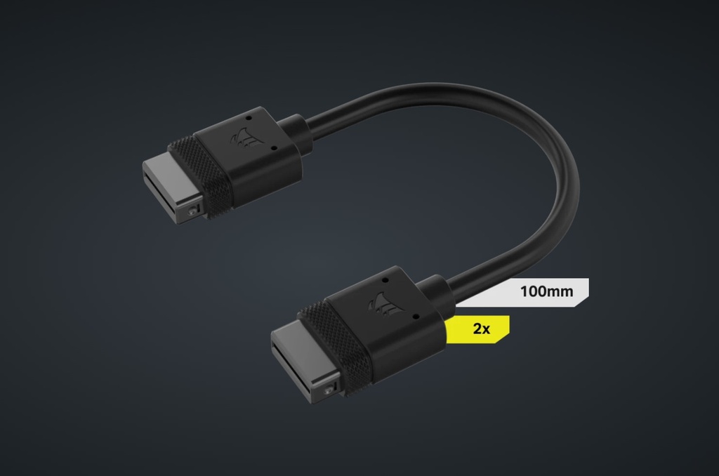840006664345 Corsair  iCUE LINK Cable - 2x 100mm, Dual Cable pack Black Stright connectors