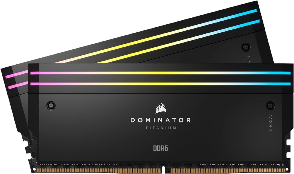[840006673316] Corsair DOMINATOR® TITANIUM RGB 32GB (2x16GB) DDR5 DRAM 7200MT/s CL34 Intel XMP Memory Kit — Black