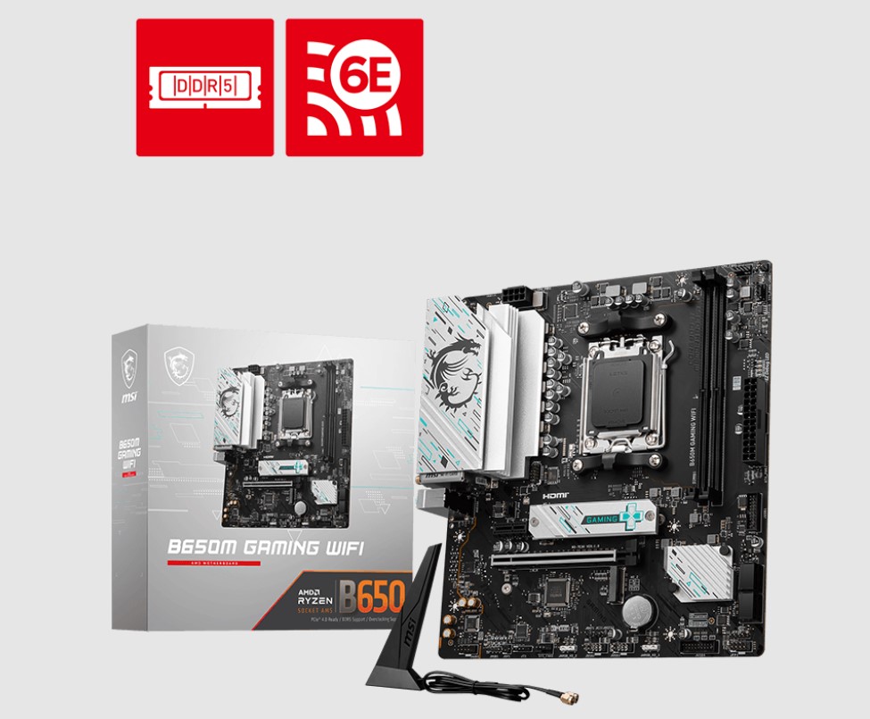 [4711377182157] MSI B650M GAMING WIFI AMD AM5 MATX Motherboard, 2x DDR5 ~128GB, 1x PCI-E x16, 2x M.2, 4x SATA,  8x USB 3.2,