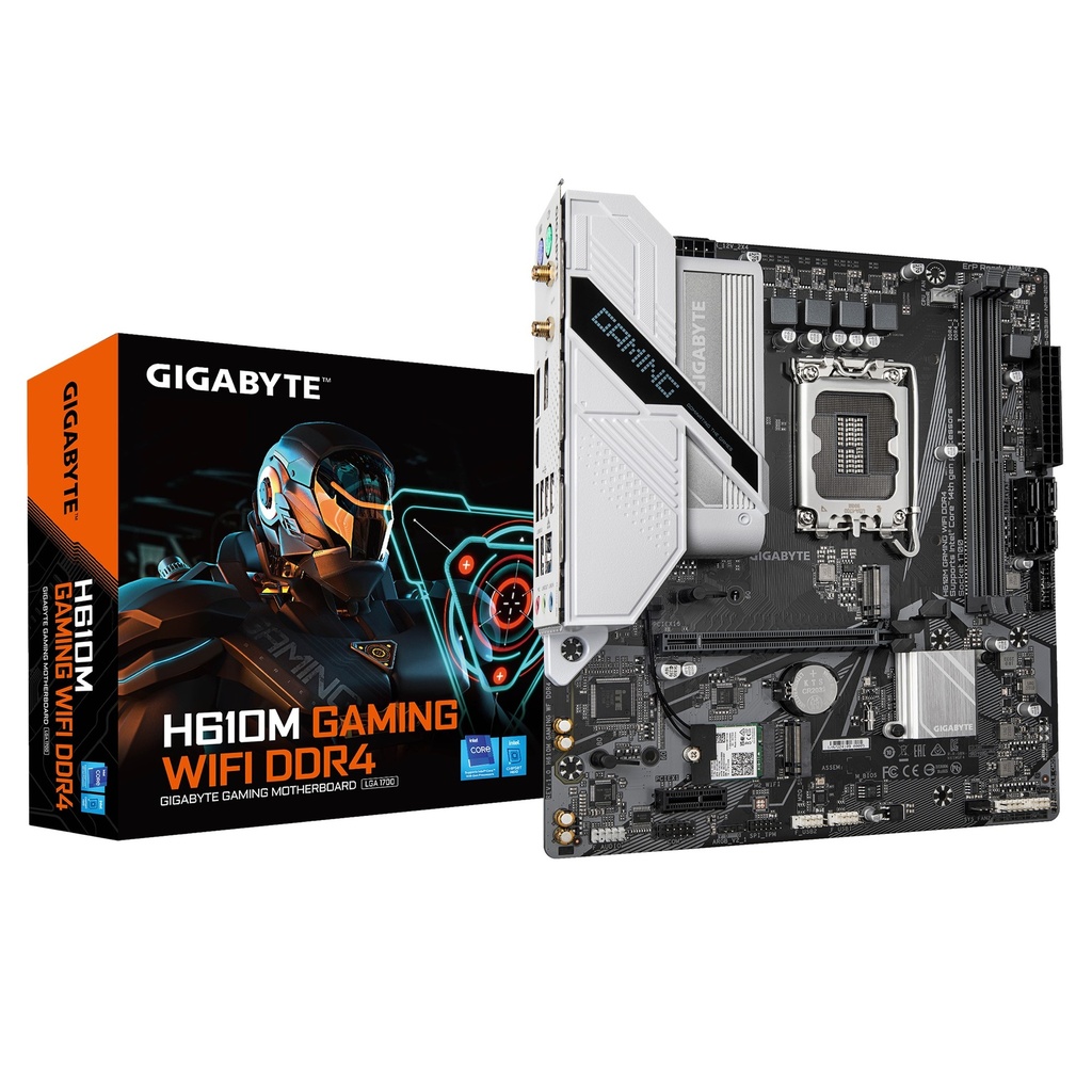 [4719331861766] Gigabyte H610M GAMING WF DDR4, Intel® H610, 2 x DDR4 up to 64 GB, 1 x HDMI , 1 x PCI Express x16, 1 x PCI Express x1, 2 x M.2, 4 x SATA, 4 x USB 3.2