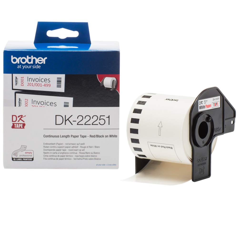 [4977766766746] Brother DK-22251 Consumer Paper Roll - PAPER ROLL 62MM X 15.24M (WITH BLACK/RED PRINT)