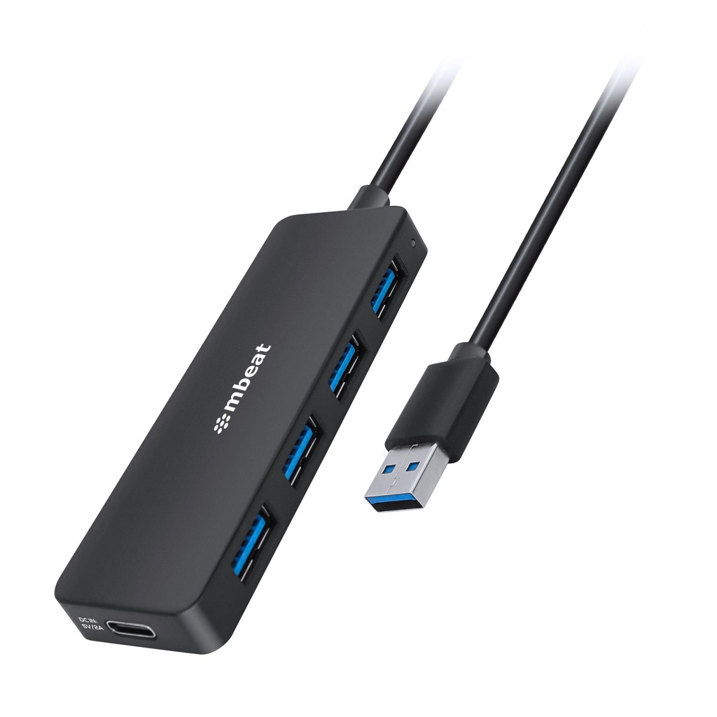 [9346396003661] mbeat 4-Port USB 3.0 Hub with USB-C DC Port  Compact and Portable Design  Expandable Connectivity Data Transfer Speed: 5Gbps Weight: 32g