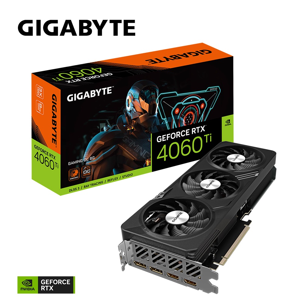 4719331313456 Gigabyte nVidia GeForce RTX 4060 Ti Gaming OC 8GD GDDR6 Video Card, PCI-E 4.0, 2580MHz Core Clock, 2x DP 1.4a, 2x HDMI 2.1a