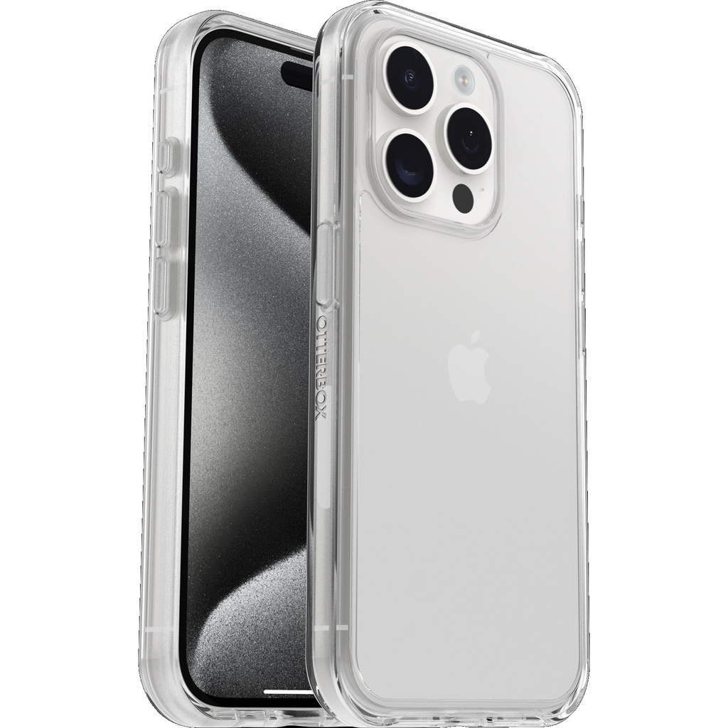 [840304730322] OtterBox Symmetry Apple iPhone 15 Pro (6.1") Case Clear - (77-92641), Antimicrobial, DROP+ 3X Military Standard, Ultra-Sleek,7 Years Warranty