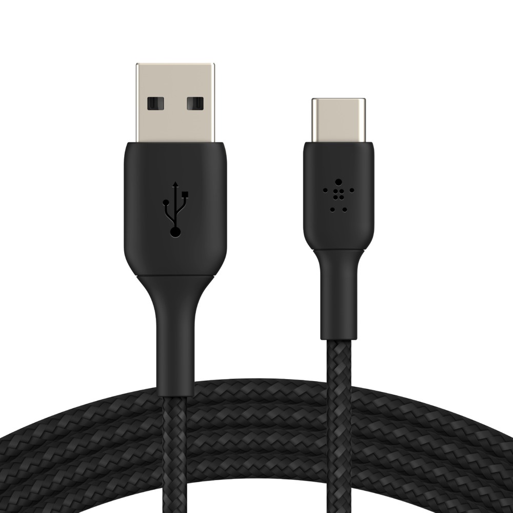 [745883788583] Belkin BoostCharge Braided USB-C to USB-A Cable (2m/6.6ft) - Black(CAB002BT2MBK),12W,480Mbps,10K+, Samsung Galaxy,iPad,MacBook,Google,OPPO,Nokia,2YR
