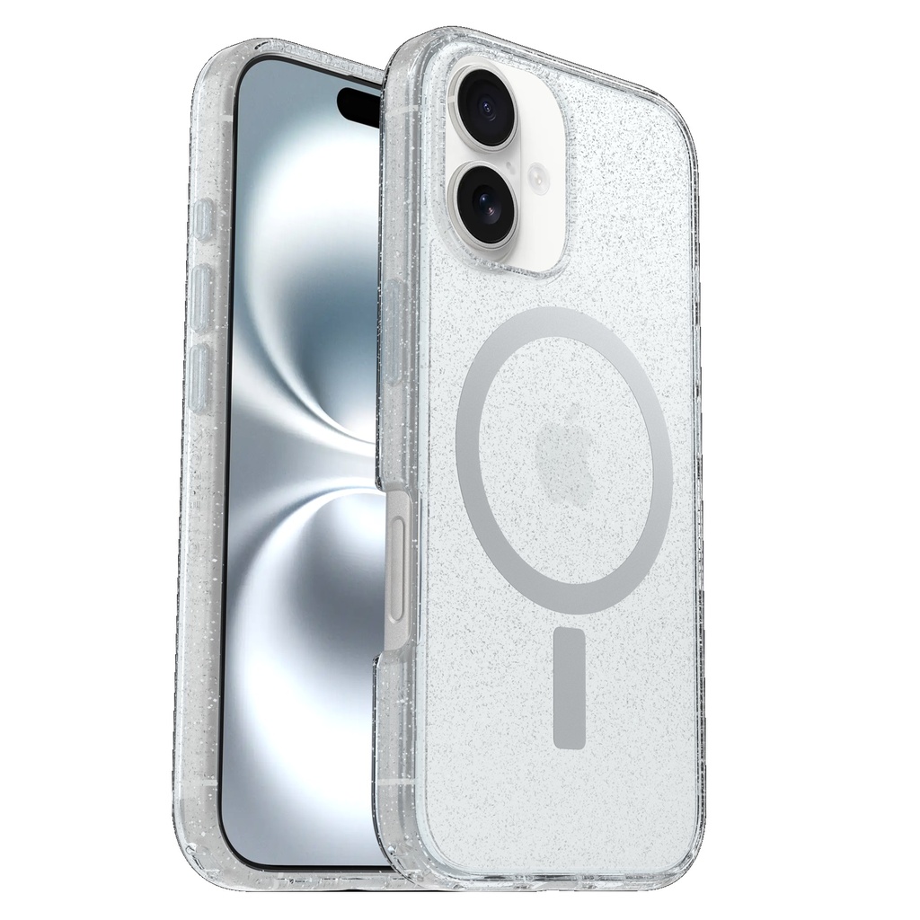 840304772032 OtterBox Symmetry Clear MagSafe Apple iPhone 16 (6.1") Case Stardust - (77-96381), Antimicrobial, DROP+ 3X Military Standard, 7 Years Warranty