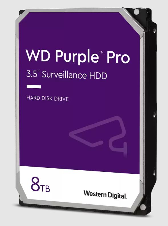 WD8002PURP-85C9JY0 Western Digital WD Purple Pro 8TB 3.5" Surveillance HDD 7200RPM 256MB SATA3 245MB/s 550TBW 24x7 64 Cameras AV NVR DVR 2.5mil MTBF
