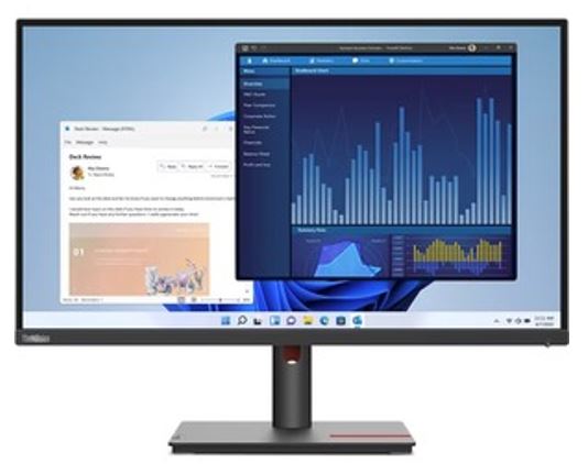 196380977497 LENOVO ThinkVision T27P-30 27" UHD USB-C Monitor 4K 3840x2160 16:9 Height Adjustable Tilt Swivel Pivot DP HDMI USB-C 3xUSB3.2 Hub 3yr