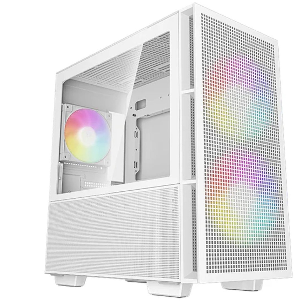 6933412774686 DeepCool CH360 Digital White Micro ATX Case, Digital Status Display, Tempered Glass Window,1x USB 3.0, 1x USB-C, HD Audio, 2x 140mm ARGB and 1x 120mm