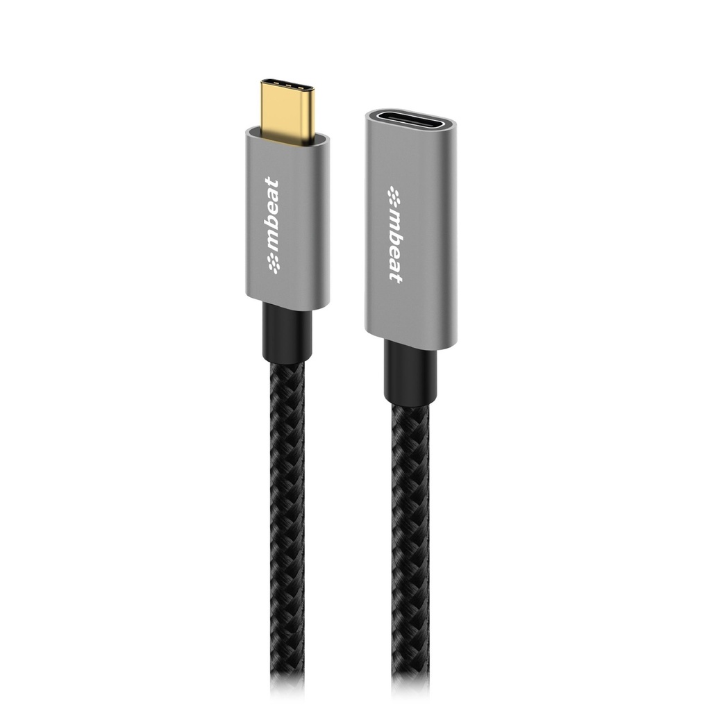 [9346396003784] mbeat Tough Link 1m USB 3.2 Gen2 USB-C Extension Cable - Space Grey Video Resolution: Maximum 4K/60Hz Material: Aluminium Housing, Nylon Braided