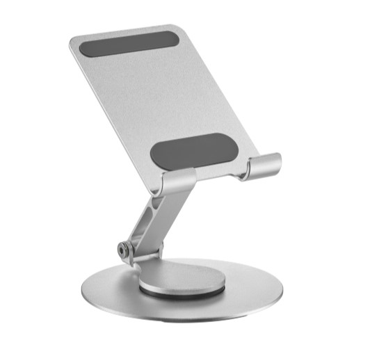 6956745179294 Brateck PHS06-6 FOLDING ALUMINUM PHONE  TABLET STAND WITH 360° ROTATION Fits smartphone and tablet ≤10“ - Silver (LS)