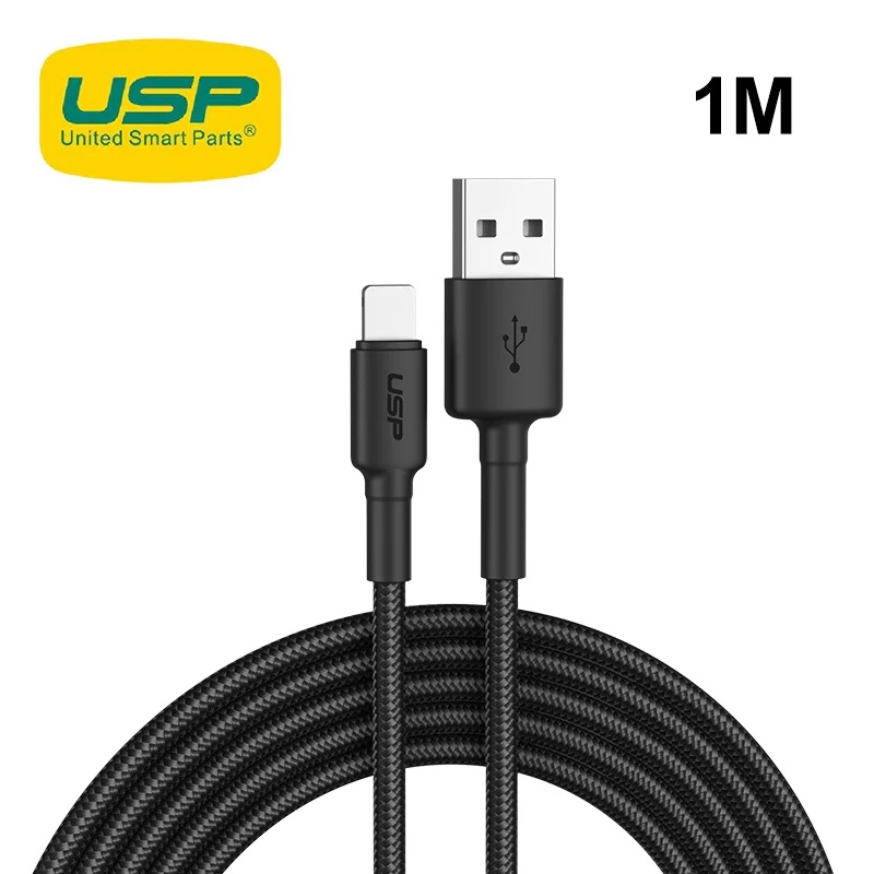 6972890207027 USP BoostUp Braided Lightning to USB-A Cable (1M) Black - Quick Charge  Connect, 2.4A Rapid Charge, Durable, Nylon Weaving, Apple iPhone/iPad/MacBook
