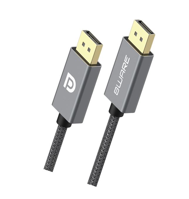 744109262555 8ware Pro Series 4K 60Hz DisplayPort Male DP to DisplayPort Male DP cable 2M Gray metal aluminum shell Gold Plated connectors (Retail package)