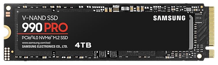 8806094947205 Samsung 990 Pro 4TB Gen4 NVMe SSD 7450MB/s 6900MB/s R/W 1600K/1550K IOPS 2400TBW 1.5M Hrs MTBF for PS5 5yrs Wty