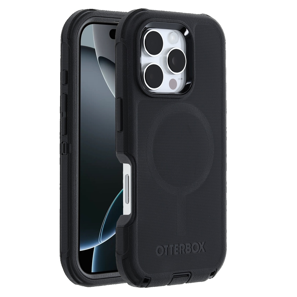 840304768110 OtterBox Defender MagSafe Apple iPhone 16 Pro (6.3") Case Black - (77-95975), DROP+ 7X Military Standard, Port Covers, 7 Years Warranty