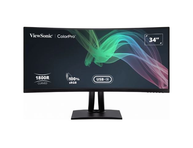 766907009569 ViewSonic 34" ColorPro™ 21:9 Curved UWQHD 3440 x 1440, 90W USB-C, 100% sRGB, Delta E < 2 color Accuracy, Pre-calibrated Professional Designer Monitor