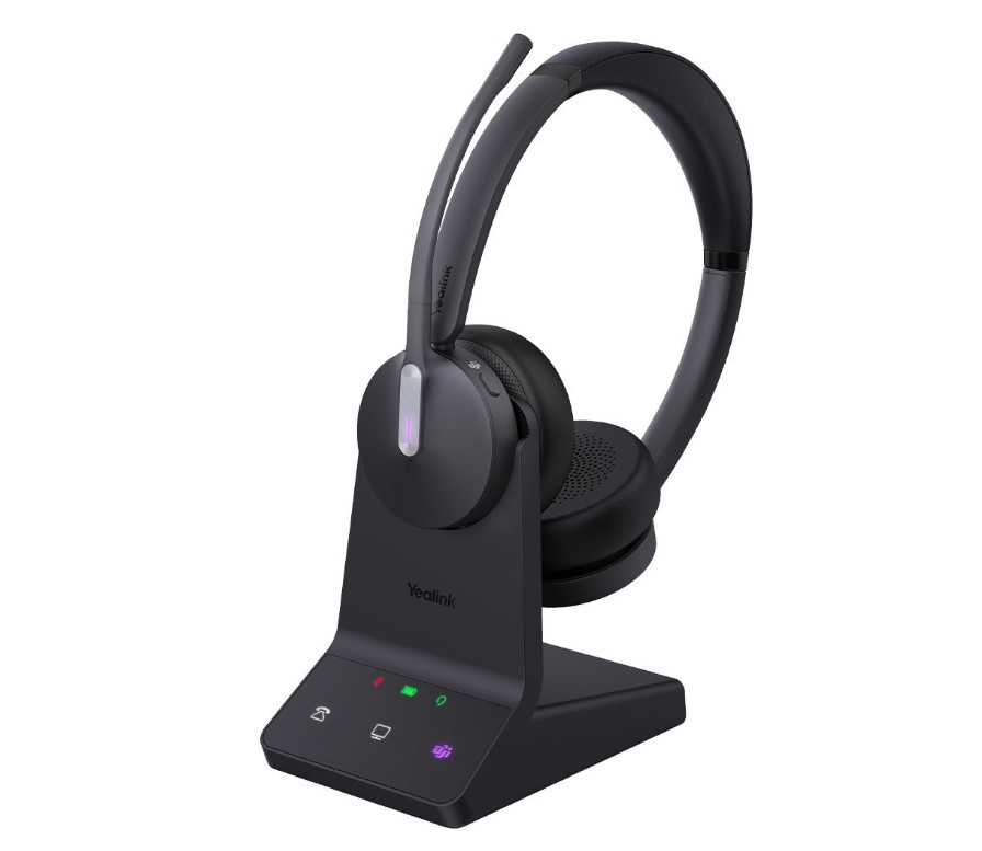 [IPY-WH64-D-MS-H-CS] Yealink WH64 Hybrid Dual with Charging Stand Teams DECT Wireless Headset, DECT  Bluetooth 3-Mic Noise Cancellation, DECT Dongle USB-A WDD60