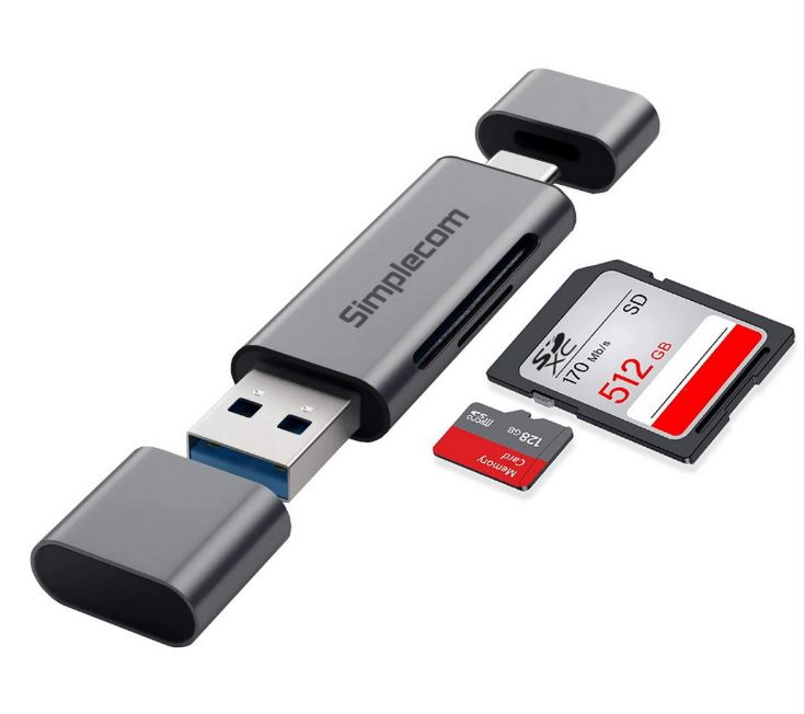 9350414002673 Simplecom CR402 SuperSpeed USB-C and USB-A SD/MicroSD Card Reader USB 3.2 Gen 1 (USB 3.0)