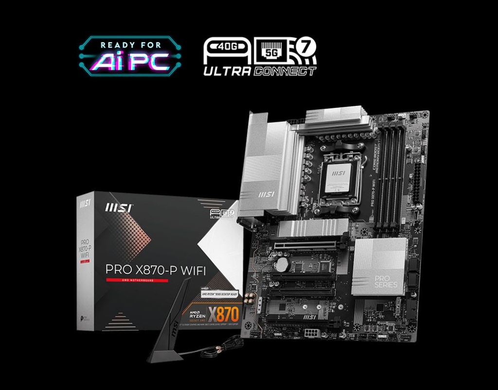 4711377256339 MSI PRO X870-P WIFI, AMD AM5 ATX Motherboard 4x DDR5~256GB, 4x PCIe x16, 3M.2, 4x USB 3.2,4x USB 2.0, 2x USB-C