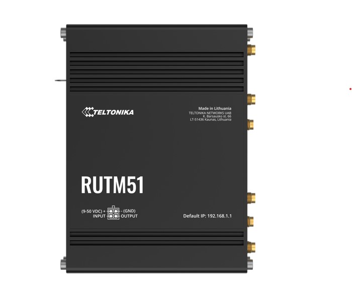 NHT-RUTM51 Teltonika RUTM51 Industrial 5G Router, 5G dual SIM cellular, 5 Gigabit Ethernet ports, Dual-Band Wi-Fi, Backward Compatible with 4G, PSU included