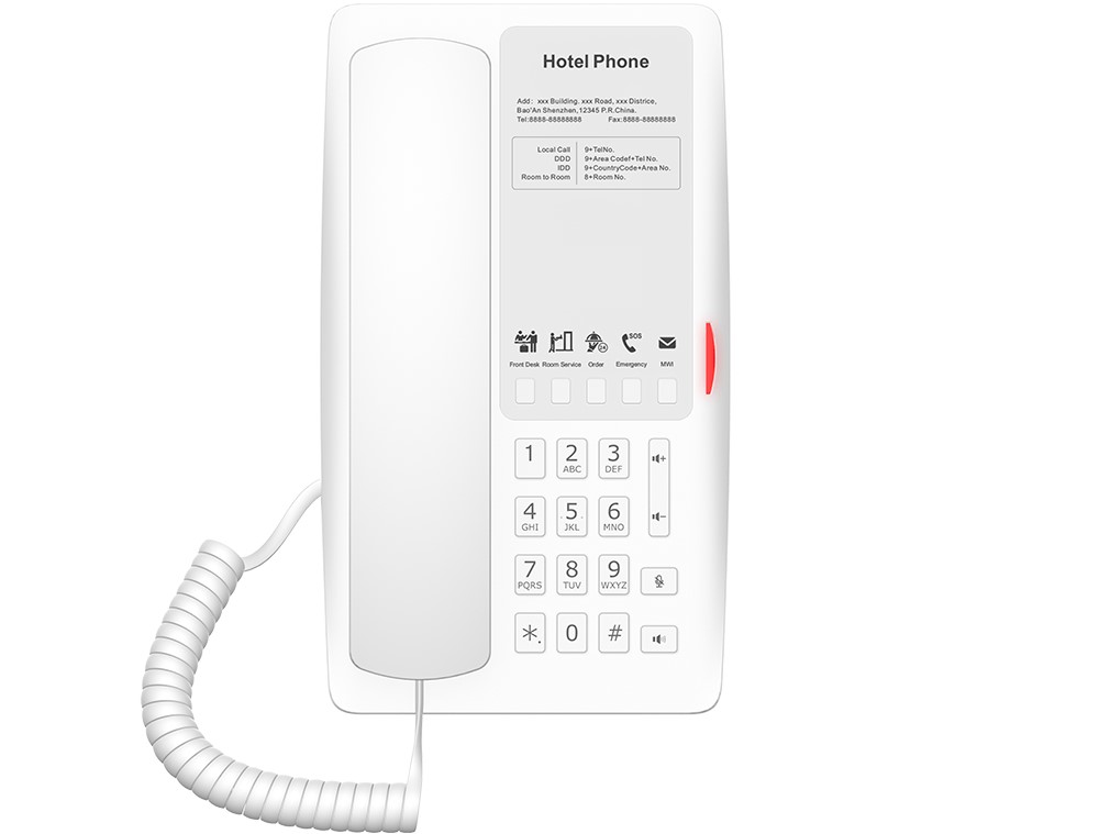 [IPF-H4-W] FANVIL, H4 Hotel IP Phone, White, Cost-effective hotel IP phone, HD voice, 0/100Mbps Ethernet, and PoE, 5 programmable soft keys