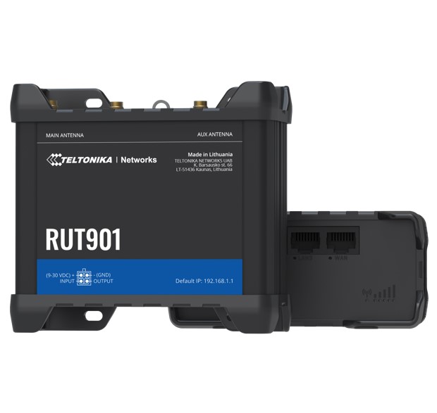[4779051840823] Teltonika RUT901 Industrial Cellular Router, 4G LTE (Cat 4), Dual SIM, Wi-Fi, MQTT, Modbus TCP, DNP3, PSU included