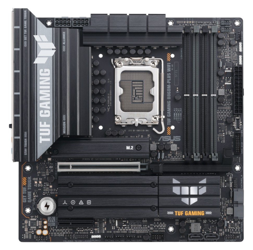 4711387783108 ASUS TUF GAMING B860M-PLUS WIFI LGA1851 mATX Motherboard 256GB, 4x DDR5, 1 x PCIe 5.0,  3 x M.2 slots,  4 x SATA, WiFi 7, 1 x HDMI, 1 x DP