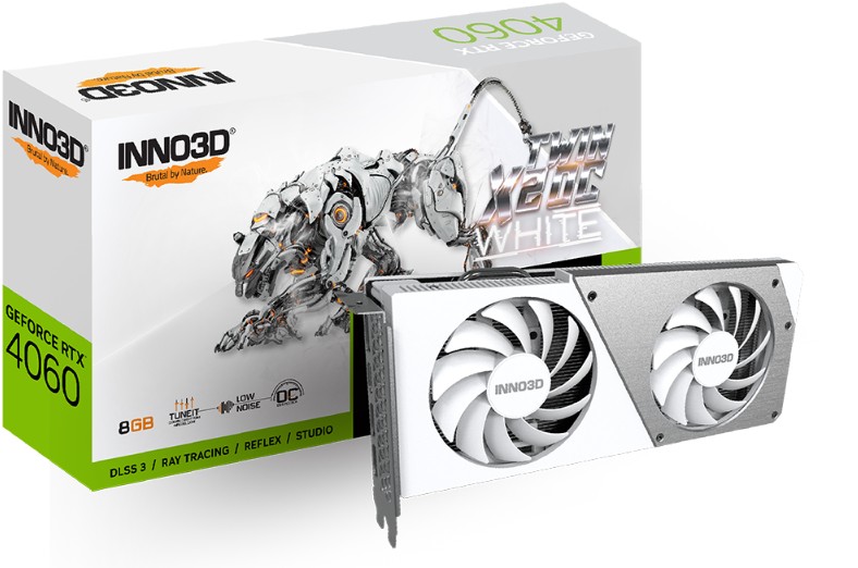 835168003415 INNO3D nVidia GeForce RTX 4060 TWIN OC X2 White 8G GDDR6, 2490MHz Boost Clock, RAM 17Gbps, 3xDP+HDMI, 250x118x42mm (4060)