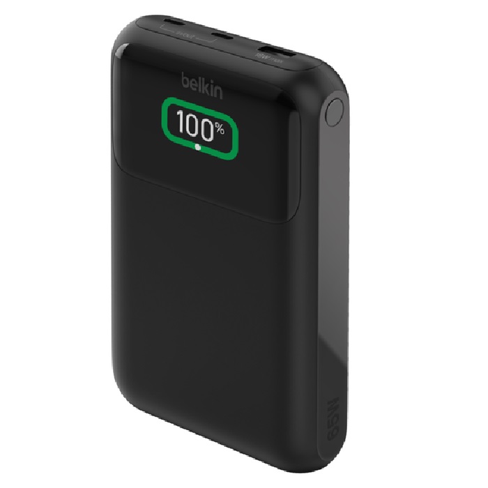 745883887064 Belkin BoostCharge 20k 65W Laptop Power Bank + Cable - Black(BPB020BTBK),1xUSB-C, 2xUSB-A, 5cm USB-C to USB-A Cable,15W Total Power,3-Port Power Bank