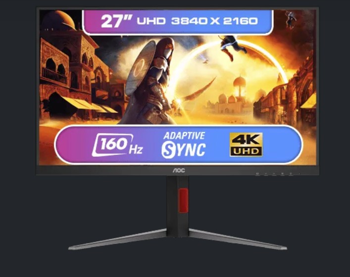 6973985232411 AOC 27" 4K IPS HDR400, LCD W-LED 16:9, 3840 x 2160 UHD HDR10 Speakers HDMI 2.1 x 2 DisplayPort 1.4 x 1 Gaming and Multimedia Monitor
