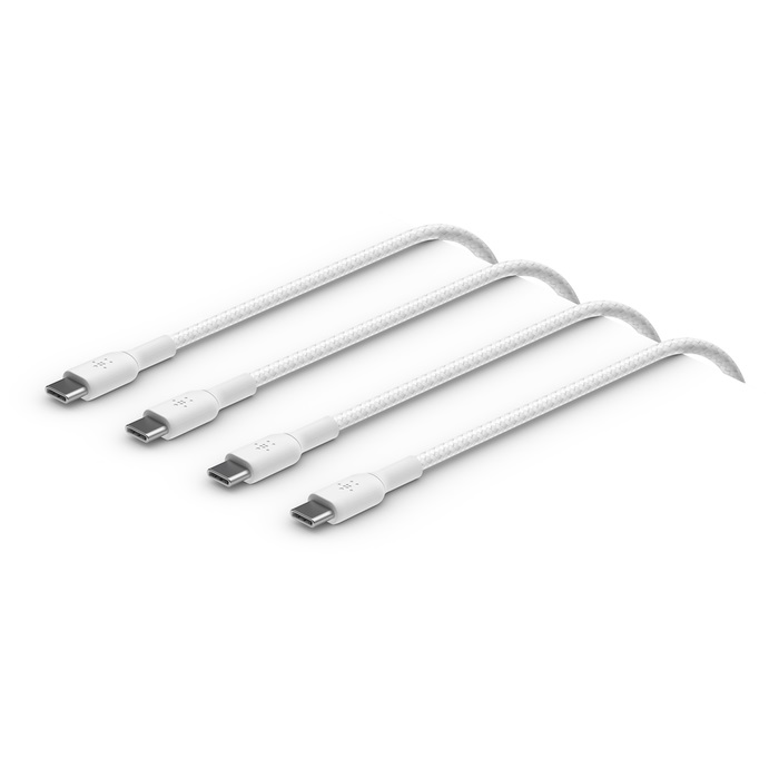 745883860234 Belkin BoostCharge Braided USB-C to USB-C Cable (1m/3.3ft) - White (CAB004bt1MWH2PK)
