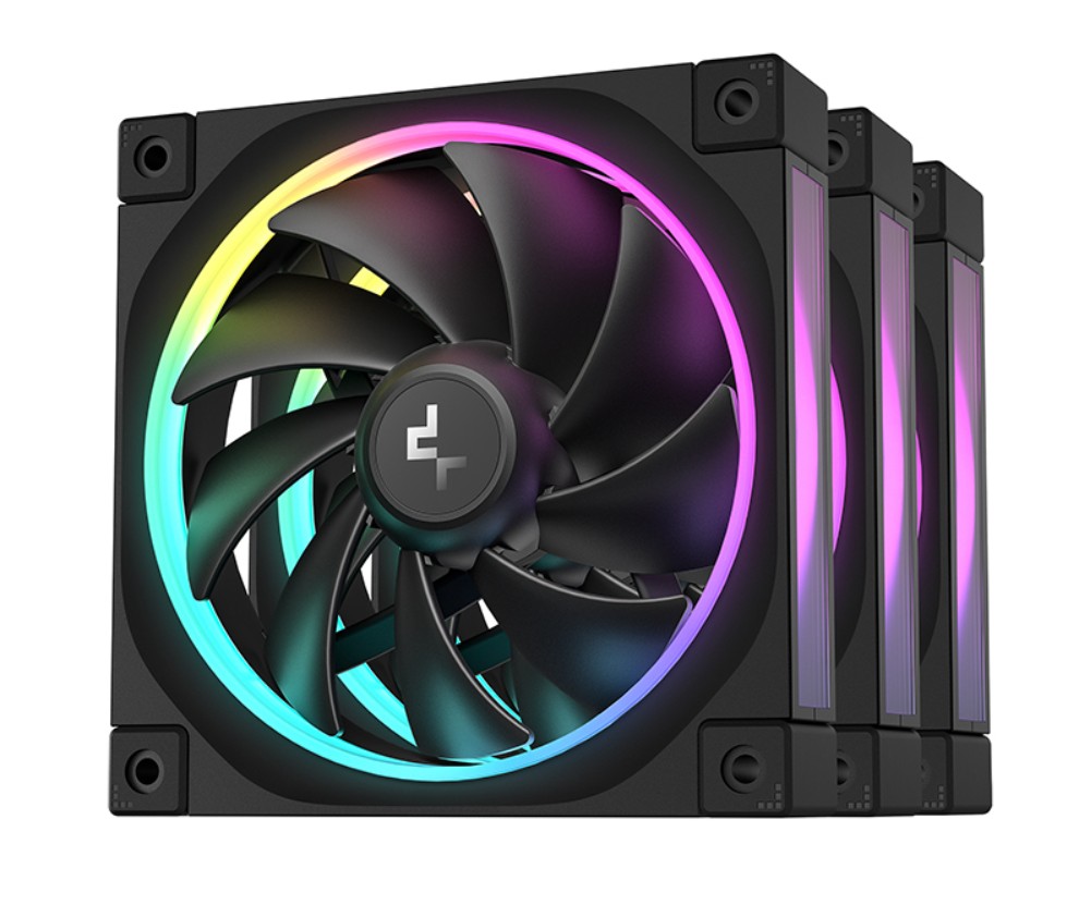 [6933412711087] DeepCool FL12 3IN1 (3-Pack) 120mm Unique ARGB Fans, Low Noise, 4-pin PWM, Fluid Dynamic Bearing, Addressable RGB LED