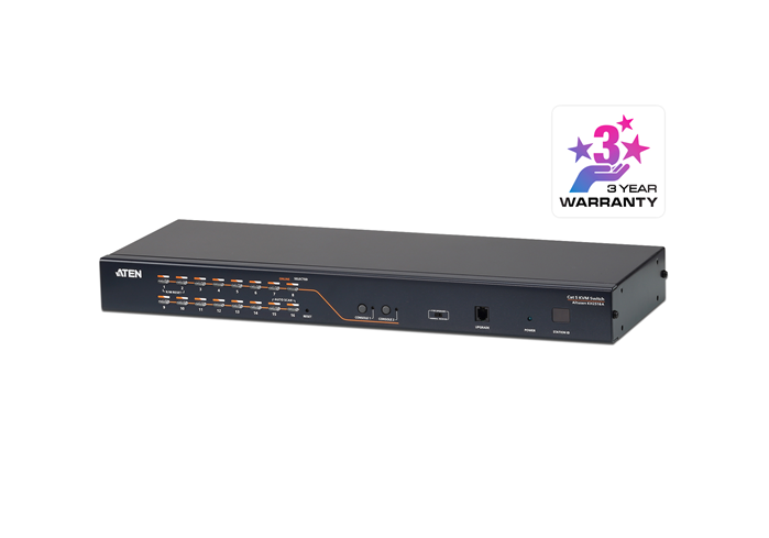 4710423776876 Aten Rackmount KVM Switch 2 Console 16 Port Multi-Interface Cat 5, KVM Cables NOT Included, Daisy Chainable for up to 256 Devices,