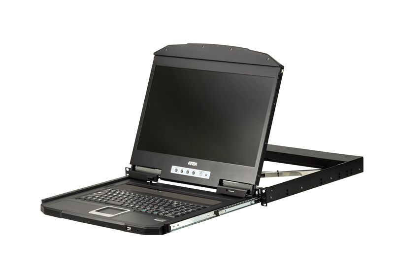 [4719264647284] Aten Rackmount Single Rail LCD Console HDMI USB w/ 18.5" LCD Display, 1x Custom KVM Cable Included, 1920x1080@60hz Display, LED Illumination