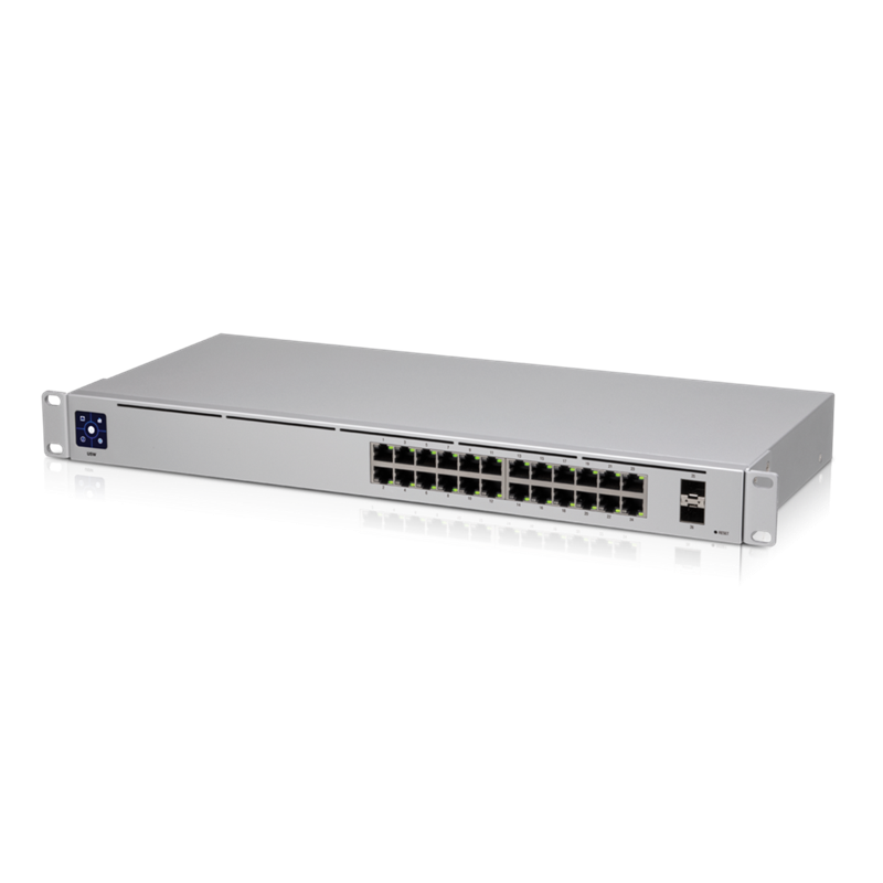 810010071415 Ubiquiti UniFi 24 port Managed Gigabit Switch - 24x Gigabit Ethernet Ports, with 2xSFP - Touch Display - Fanless - GEN2, 2Yr Warr