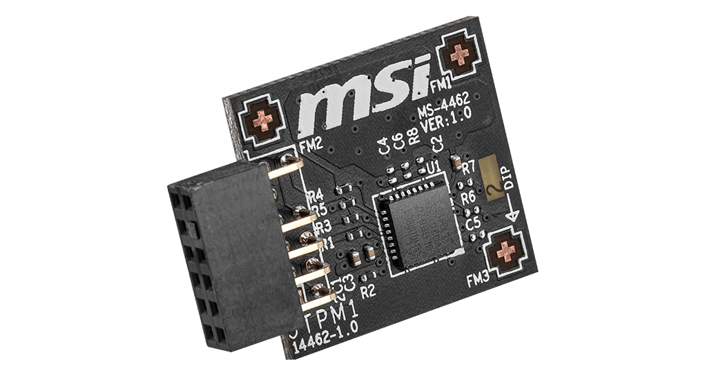 4719072806675 MSI TPM 2.0 Module (MS-4462) SPI Interface, 12-1 Pin, Supports MSI Intel 400 Series Motherboards and MSI AMD 500 Series Motherboards