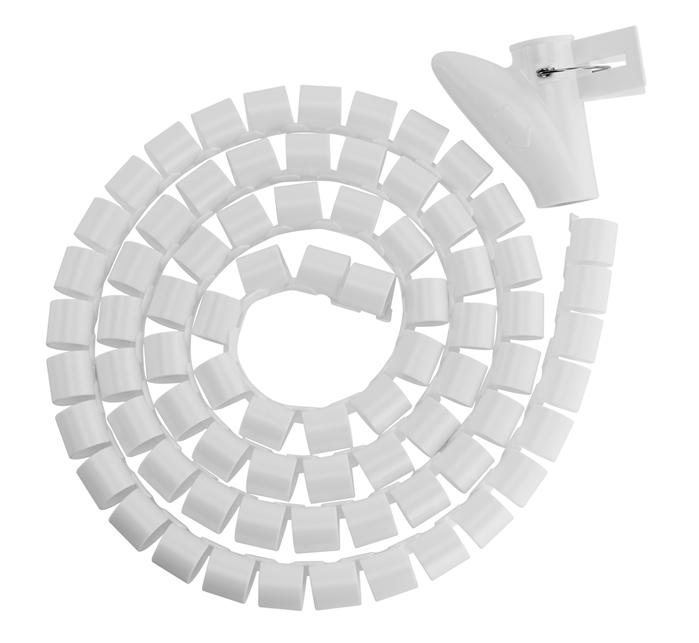 6956745165983 Brateck 25mm/1" Diameter Coiled Tube Cable Sleeve Material Polyethylene(PE) Dimensions 1000x25mm - White (LS)